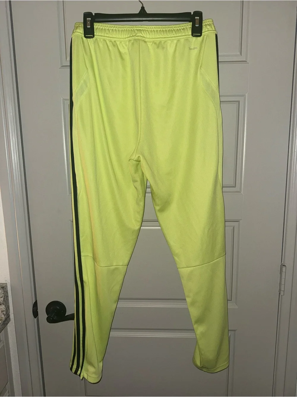 adidas Men’s Neon Green Track Joggers with Black Stripes
